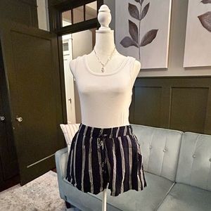 ETHERAL BY 🕊️ DRAWSTRING NAVY AND WHITE STRIPE SHORTS